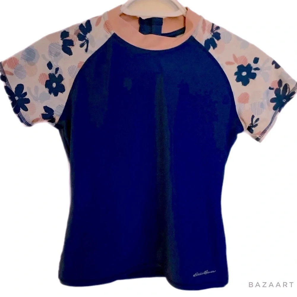 Eddie Bauer Rash Guard, Swim Shirt, Sz M, 10, 12, Floral, Garden girl, Resort